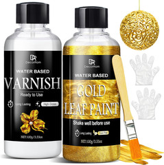 Liquid Gold Leaf Paint Kit – 3.53oz Ultra Shiny Quick Dry Metallic Gilding Pa…
