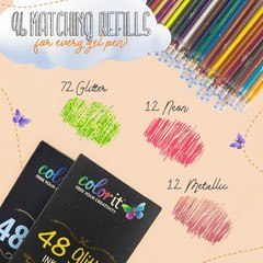 192 Gel Pens Set – Metallic, Neon, Glitter – 2 Cases