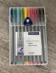 10 – STAEDTLER Triplus Fineliner Pourous Point Pens – 0.3mm – Assorted Ink Open