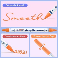 24 Colors Dual Tip Acrylic Paint Markers – Fine & Dot Tips, Waterproof, Permanen