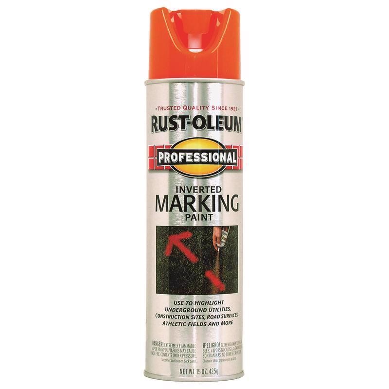 Rust-Oleum 2554838 Flour Orange Fast-Drying Marking Spray 15 oz.(Pack of 6)