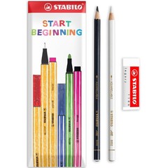 STABILO Coloured Pencil for Almost All 1 Count (Pack of 3), Black, White