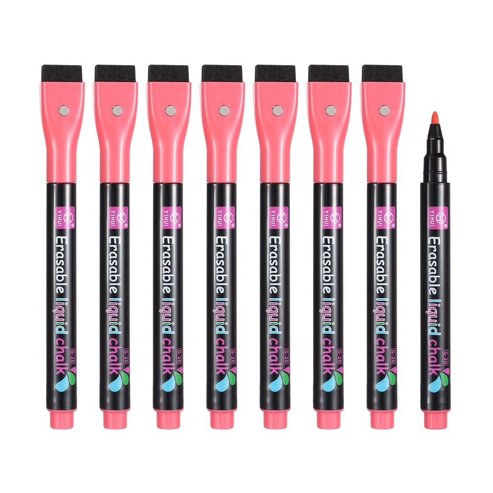 Magnetic Liquid Chalk Markers, 8Pcs Whiteboard Markers with Dry Eraser, Red