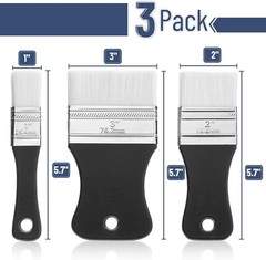 3Pcs Flat Paddle Paint Brush Set Nylon Bristles Painting Brushes Art Brushes