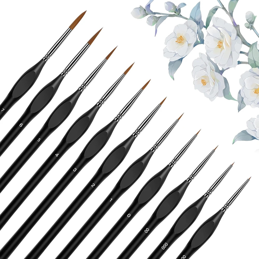 10/11Pcs Miniature Paint Brushes, Detail Tip Paint Brushes Set with Ergonomic Ha