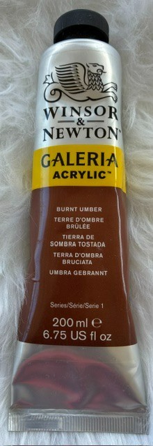 366–Winsor & Newton Galeria Acrylic Tube 200-ml (6.75 oz.) Burnt Umber NEW