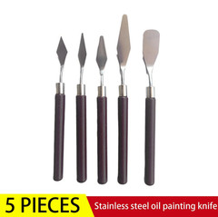 5pcs Palette Knife Set Stainless Steel Painting Scrapers with Wooden Handles