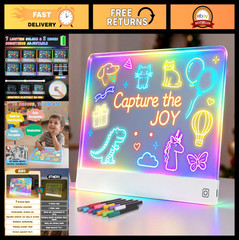 16″ LED Drawing Board for Kids – Rechargeable Portable Doodle Light Up Art, 7 Co