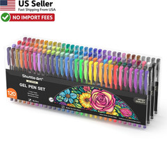 Shuttle Art 120 Unique Colors Gel Pens Set Adult Coloring Books Fine Art Markers