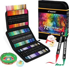 72 Colors Acrylic Paint Markers, Dual Tip with Fine Tip and Brush Tip Pens for S