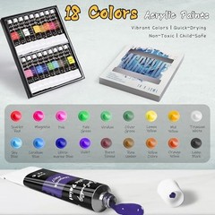Acrylic Paint Set for Kids & Adults – 18 Colors, 8 Brushes, 5 Canvas Panels