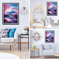 Fuji Diamond Painting Kits for Adults Beginners, 5D Cherry Blossom Diamond Art K