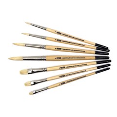 AS-121 White Hog Bristle Brush Set 7 pcs