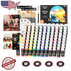 Acrylic Paint 100 Colors 2oz Bottles, Artist Quality, Non-Toxic, Craft Set