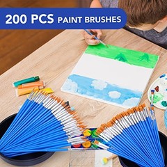 200 Pc Paint Brush Set AROIC Nylon Hair Artist Brushes for Acrylic Oil Painting