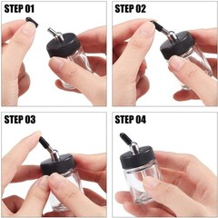 10PCS 22CC Airbrush Glass Bottles with Jar Caps Airbrush jar with 10pcs Adapt…