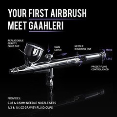 Airbrush Kit Dual-Action 1/2 & 1/4 oz Cup 0.35 & 0.5 mm Needle | Makeup Nai
