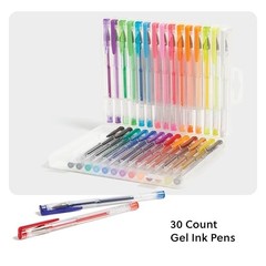 Metallic Gel Pens, Set of 30, Assorted Point Sizes, 30 Count (Pack of 1)