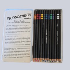 Dixon Ticonderoga Core Lock Artist Quality Colored Pencils Tin Box of 12