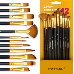 Transon Art Painting Brush Assorted Set of 12 for Acrylic Watercolor Gouache …