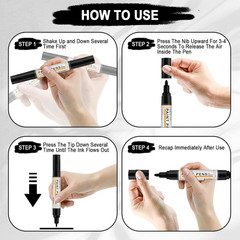 4 Count Dual Tip Oil Based Black White Paint Pen(0.7mm & 3mm), White Permanent M