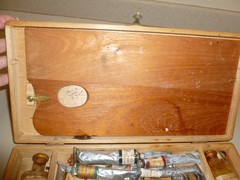 Antique Artist Wooden Paint Box Chest 19th c Dovetail Wood Tool Case RARE