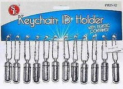 Brass Body Keychain ID Holder with Waterproof Plastic Container/ 12 Pcs Set