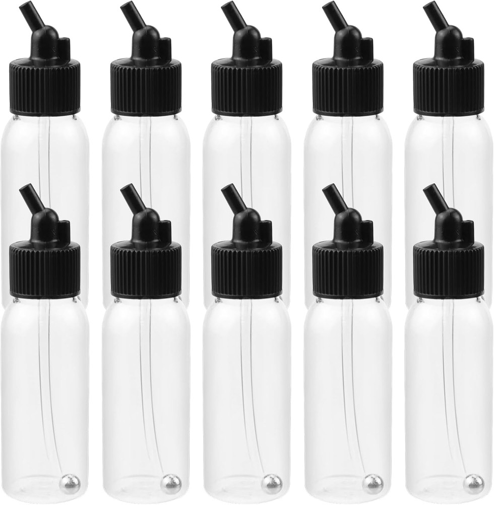 Plastic Jar Bottles Airbrush Paint Bottles 30ML Dual-Action Siphon Suction Feed