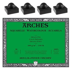 Arches Watercolor Paper Block – Cold Press 140lb – 16×20 – with 4-Pack Upsyde…