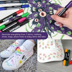 Super Markers 20 Vibrant Dual Tip Fabric Markers – Fine & Chisel Point Pens F…