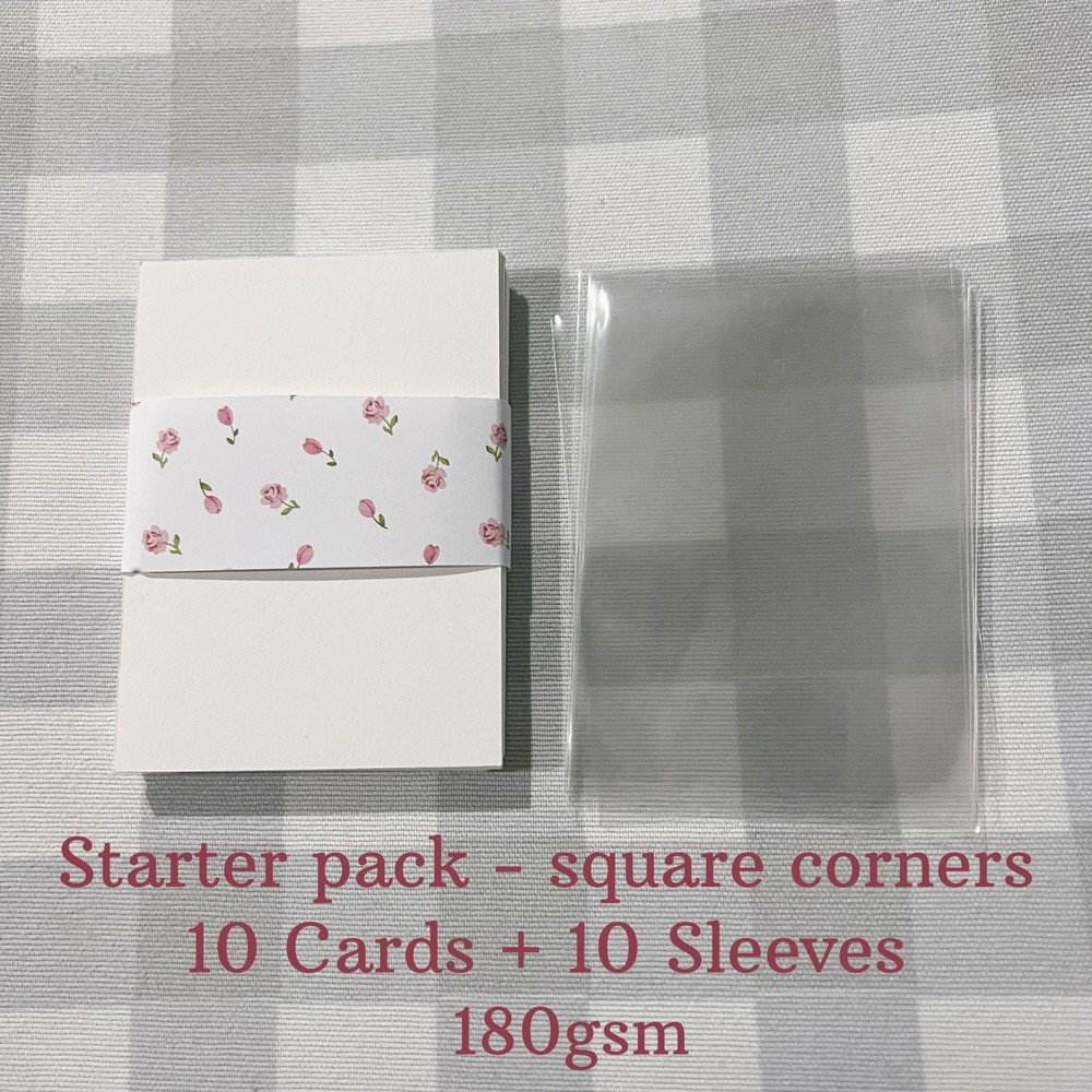 ACEO ATC Art Trading Card Blank Starter Pack 10 Cards + 10 Sleeves 180gsm Square