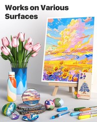 JusArt Acrylic Marker 48 Colors Water Based Paint Pens Set