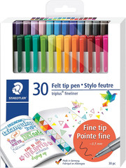 Fineliner Triplus Writing Pens – 30 Count Fiber Tip Pens