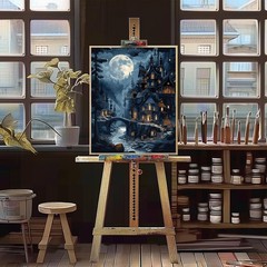 Paint by Numbers Kit for Adults, Paint by Numbers for Beginner Moonlit Castle, P