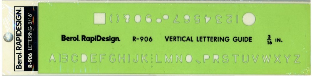 Berol Rapidesign Template – Vertical Lettering Guide 3/16″ – R-906