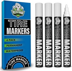 White tire Paint Marker for Car Tire Lettering – 4 Pack – Permanent Tire Pain