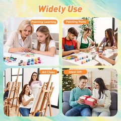 8 Pack Mini Acrylic Paint Set, 12 Colors Acrylic Paint Strips with 16 Brushes…