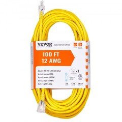 100FT Heavy Duty Extension Cord, 12AWG 15Amps 1875W, 3 Prongs Indoor Outdoor…