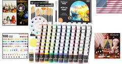 Acrylic Paint 100 Colors 2oz Bottles, Artist Quality, Non-Toxic, Craft Set