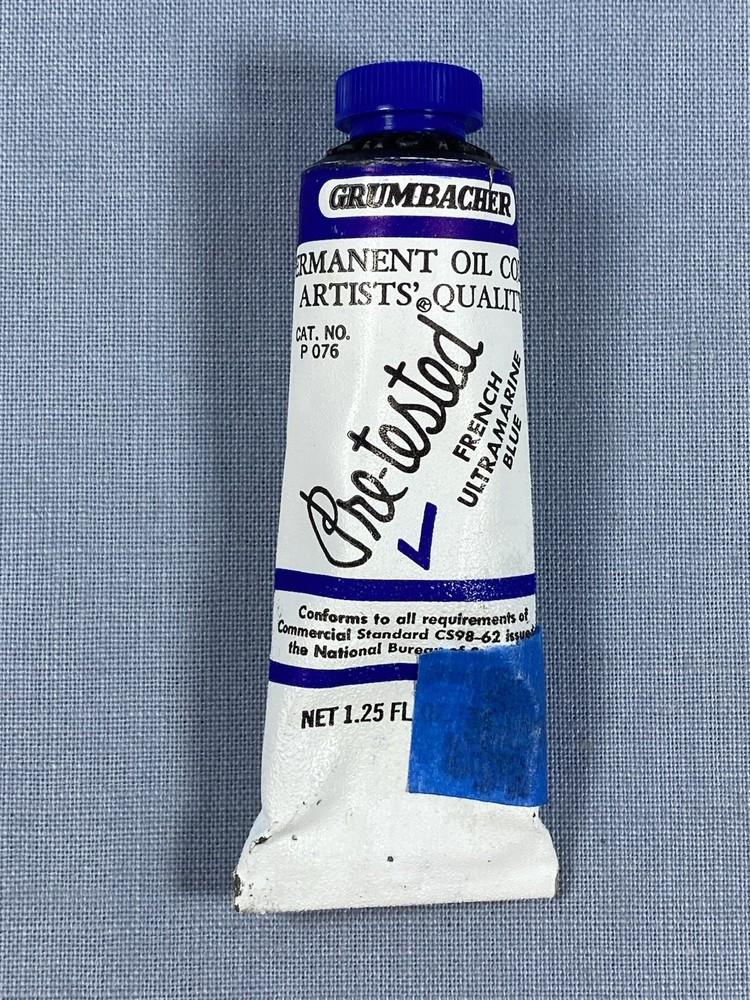 Vtg Grumbacher Pre-Tested Artist’s Oil Paint French Ultramarine Blue 1.25 fl oz