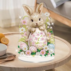1 Pcs Easter Tabletop Diamond Painting Ornament Cute Bunny Eggs Flower Designs..
