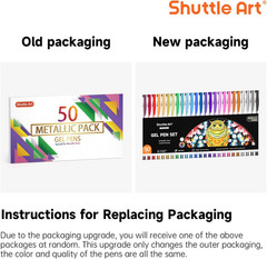 Shuttle Art 50 Pack Metallic Gel Pens, 25 Metallic Gel Pens Set with 25 Refills