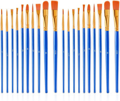 20 Pcs Paint Brushes Painting Brush for Acrylic Oil Watercolor Flat and round Pa