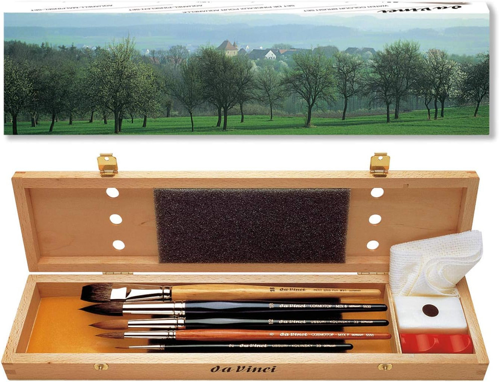 Watercolor Series 5240 Deluxe Paint Brush Set, Natural Hair and Synthetic with W