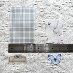 100PCS Vintage Floral Scrapbook Paper,Textured Paper Assorted Set, Blue
