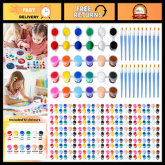 30 Pack Mini Acrylic Paint Set for Kids – 12 Washable Colors, Perfect for Art Pr