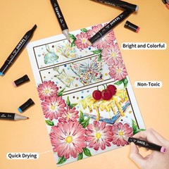 60 Colors Marker Pens Art Markers Dual Tip Pens Kit Graphic Drawing Painting