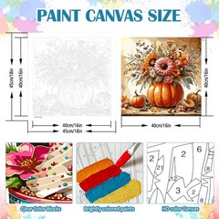 Fall Pumpkin,Sunflower Butterfly Paint by Numbers Kit for Adults, DIY Paint by m
