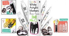 Acrylic White Paint Pen Set 1mm-15mm Multi Pack for Rock Painting Fabric Meta…