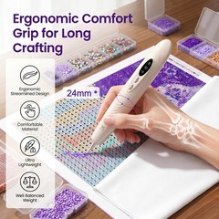 Wireless Rechargeable Electric Diamond Art Pen with Light 2 Suction Levels Tool